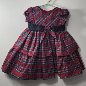Cherokee size 18 months dark red plaid holiday dress